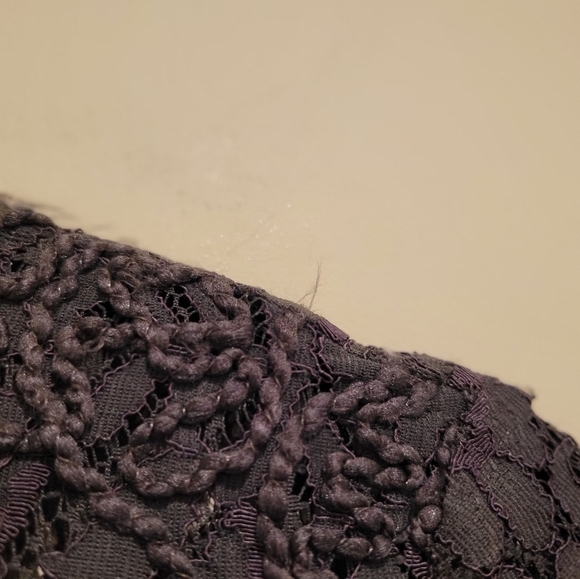 2/$18 Anne Klein Lace Embroidered Short Sleeves Dark Gray Blouse Top Mock XXS - Picture 5 of 11